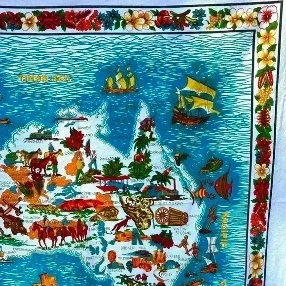 Vintage Australia Map Wall Hanging Tapestry Art - Picture 13 of 16